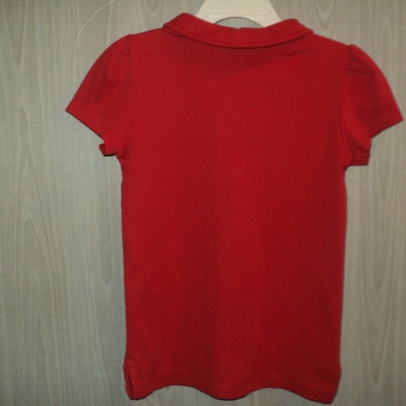 Gymboree Girls Size 5 Polo Top Red Short Sleeves Peter Pan Collar Chest Pocket - Picture 2 of 3